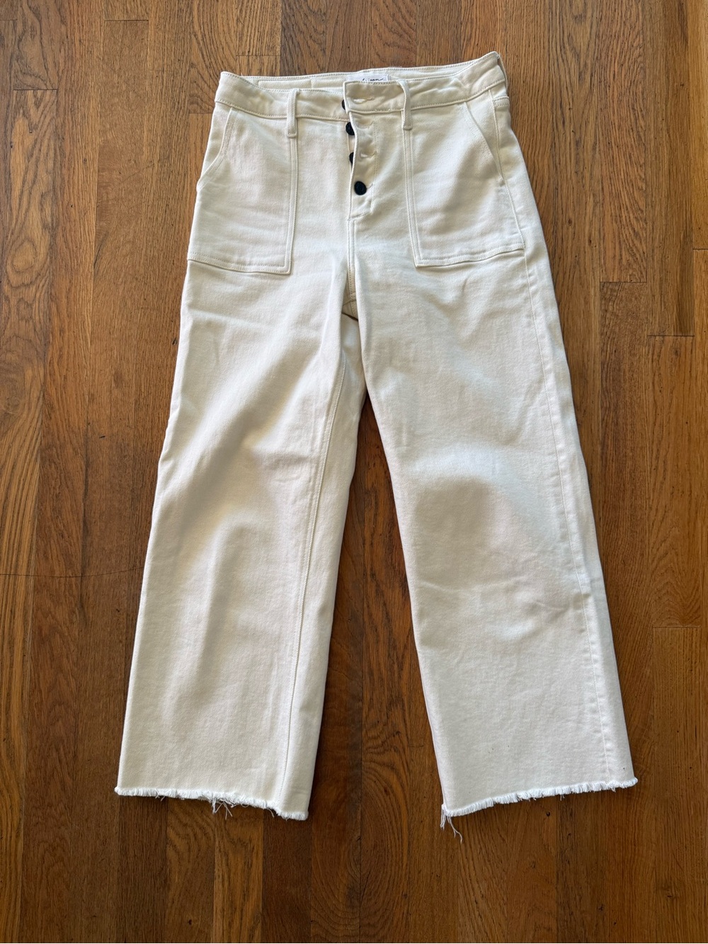 Carly Jean Los Angeles   Hendrix Jean High rise button front off white denim
